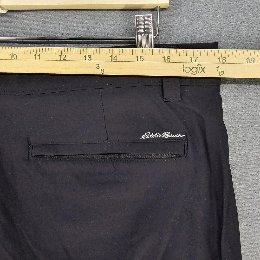 Eddie Bauer Travex Pants Mens 35x32 Black Stretch Chino Performance Travel